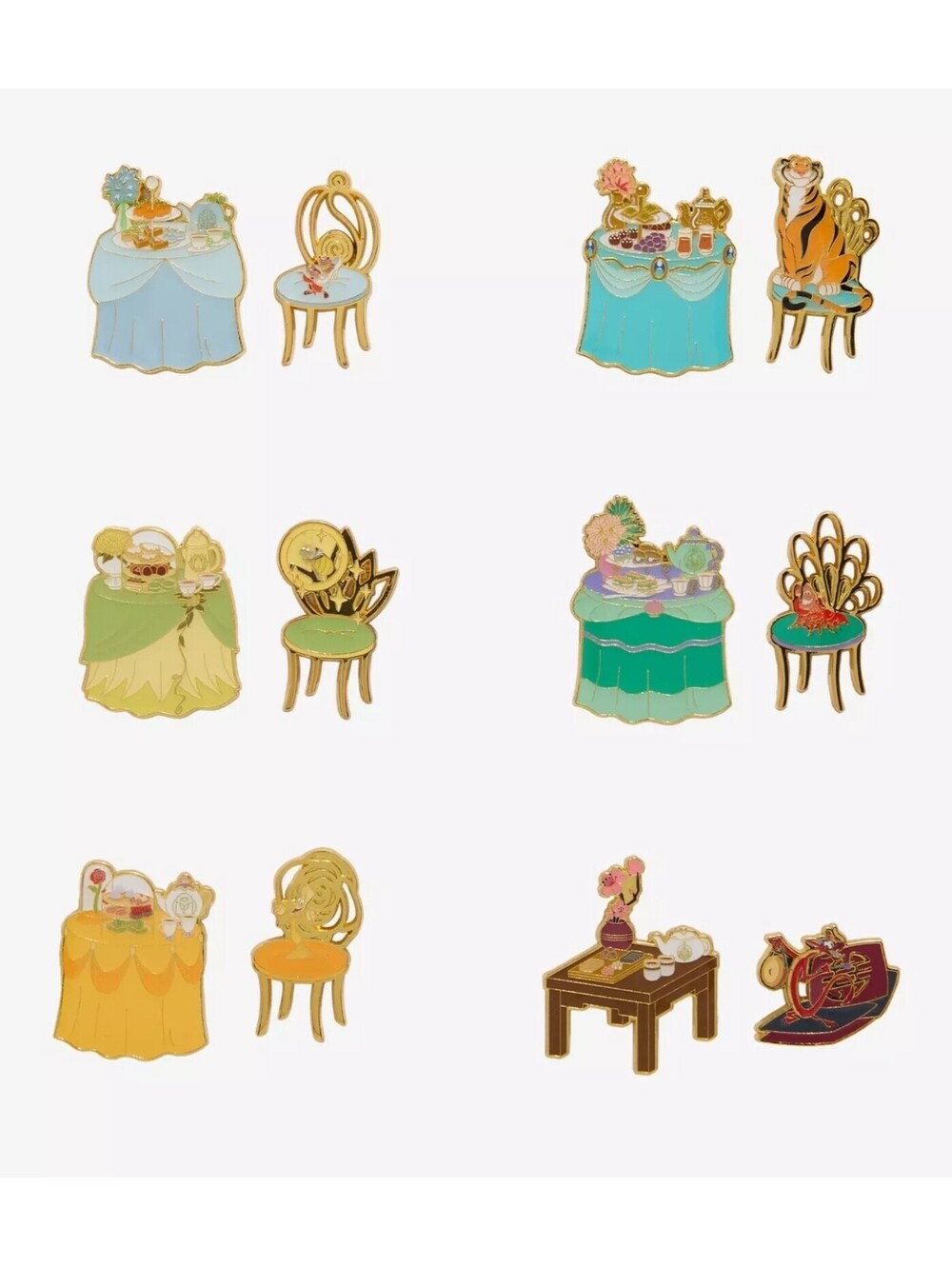 Disney Princess Tea Party Blind Box Enamel Pin Set Full Set